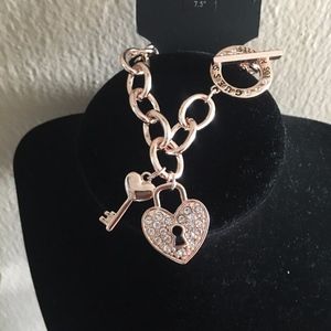 Guess Pave Key to my Heart Charm Bracelet